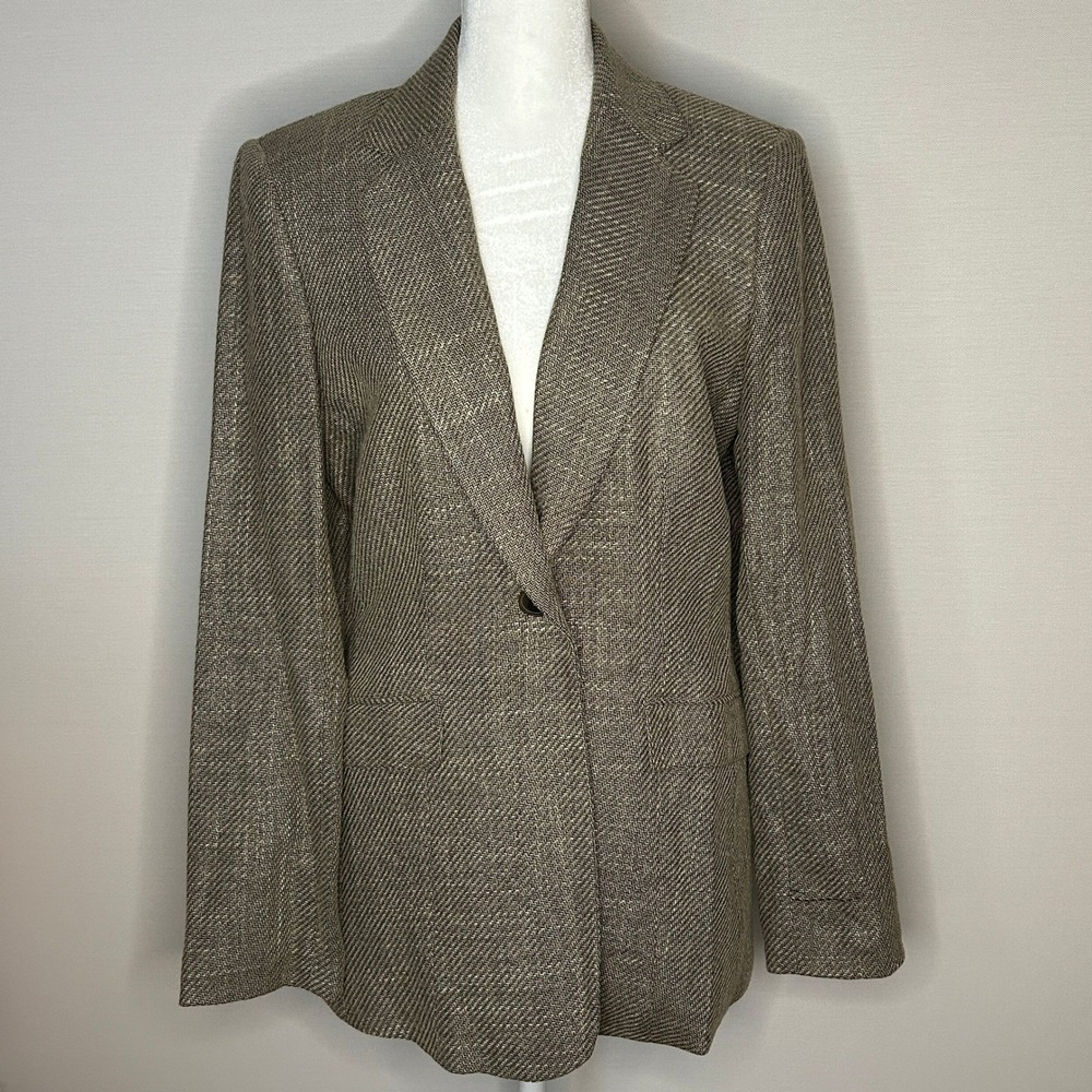 Vintage Ann Taylor Wool Silk Blend Blazer Brown 4 NWT Neutral Career Classic